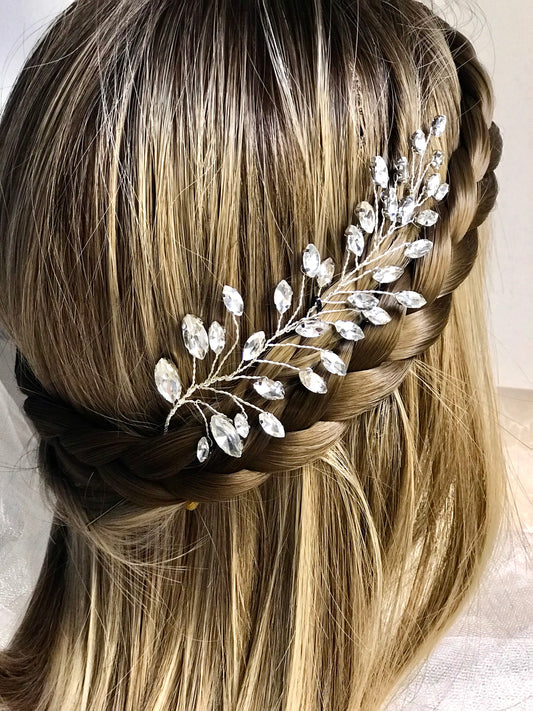 Hairpin Tocado Rama de cristal espigada