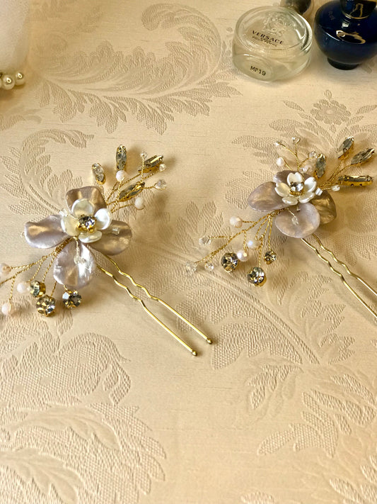 Hairpin Florales Elegancia Perla
